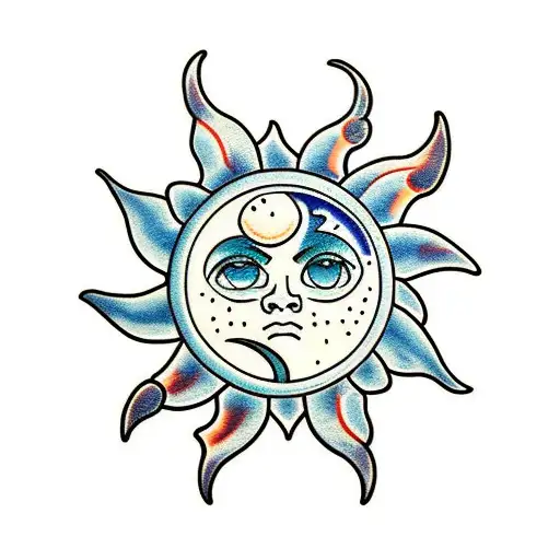 Sun and Moon tattoo design idea