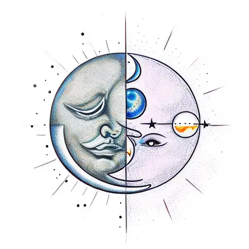 Sun and Moon tattoo design idea