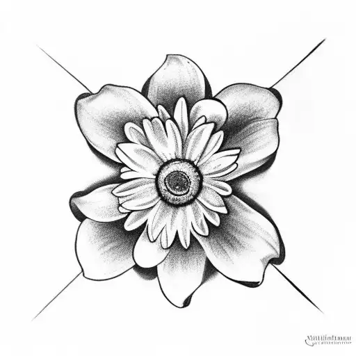 A black-grey tattoo depicting a powerful image of Lady Justice holding a daisy, symbolizing the client's belief in equality and the pursuit of justice. tattoo design idea