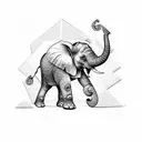 A blackwork tattoo showcasing an elephant breaking free from chains, surrounded by symbols of equality and justice tattoo design idea