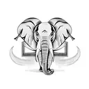 A blackwork tattoo showcasing an elephant breaking free from chains, surrounded by symbols of equality and justice tattoo design idea