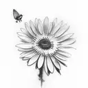 A sketch-style tattoo of John Lennon playing a guitar with a field of daisies in the background, representing the client's love for the Beatles and their passion for freedom. tattoo design idea