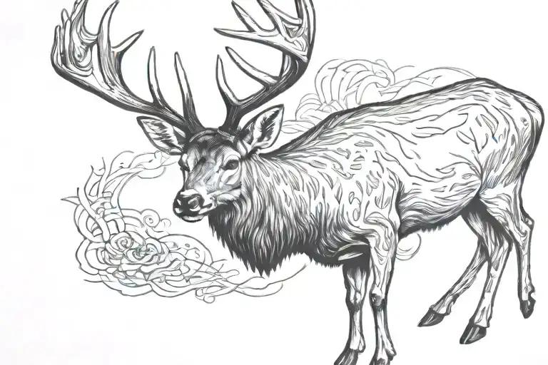 white tail deer Buck  tattoo design idea