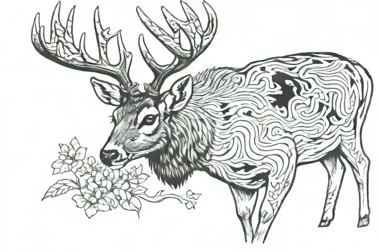 white tail deer Buck  tattoo design idea
