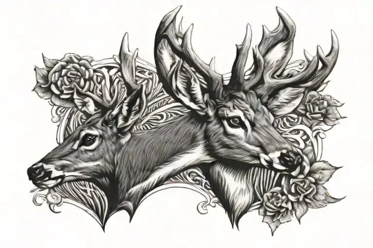 white tail deer Buck  tattoo design idea