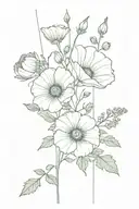 wildflowers, poppies, hollyhocks, forearm half sleeve tattoo design idea