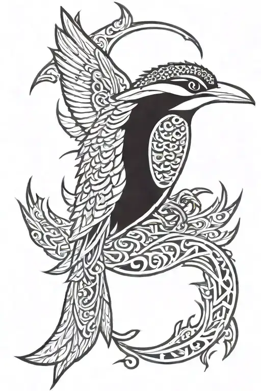 kingfisher diving maori arm sleeve tattoo design idea