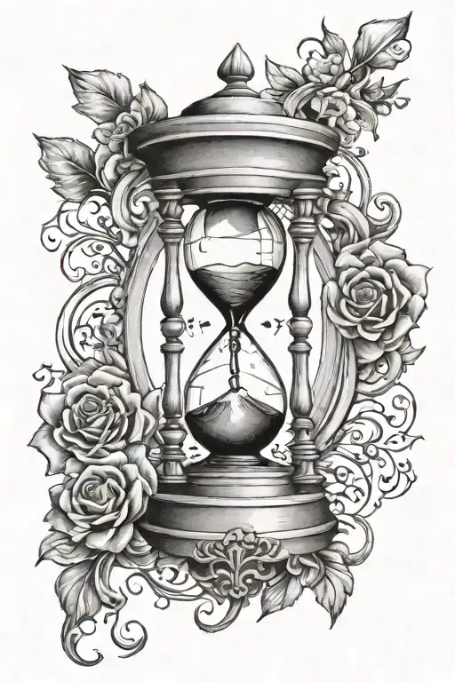 A tattoo design showcasing an hourglass with each half representing one of your two sons, symbolizing the passage of time and the bond between you and your children tattoo design idea