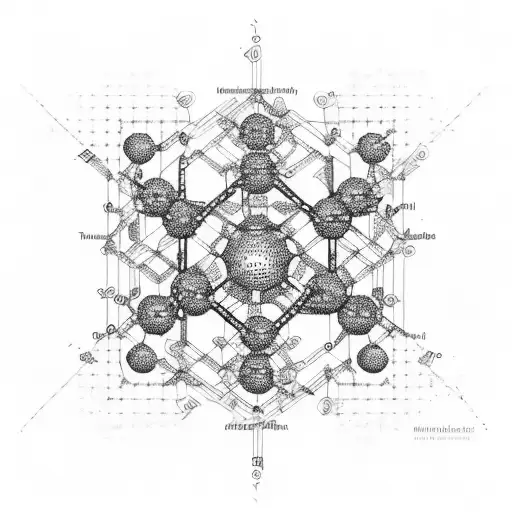 A biochemist's molecular structure diagram transformed into a mesmerizing techno pattern tattoo design idea