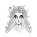 A dotwork representation of a cold water mermaid surrounded by nudibranchs tattoo design idea