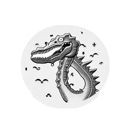 Safety pin and Dino tattoo design idea