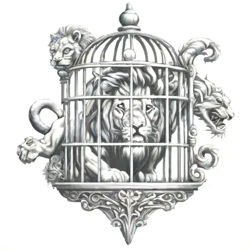 Daniel in the lions cage tattoo design idea