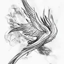 Old aged Phoenix sitting on a branch tattoo design idea
