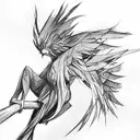 Old aged Phoenix sitting on a branch tattoo design idea