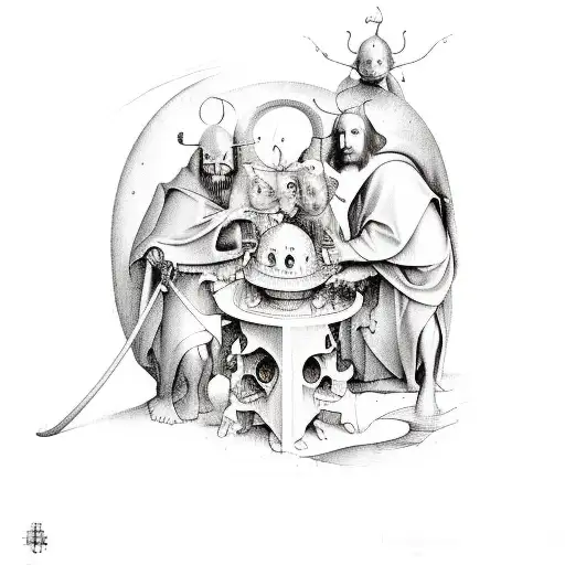 Triptych of the Temptation of St. Anthony Painting by Hieronymus Bosch tattoo design idea