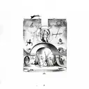 Triptych of the Temptation of St. Anthony Painting by Hieronymus Bosch tattoo design idea