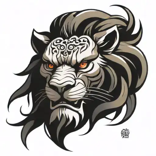 chinese lion head tattoo design idea