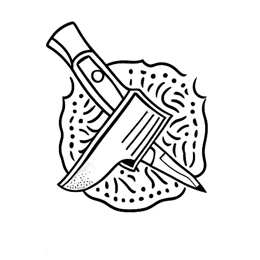 a chefs knife with the lyrics "the memory hurts but does me no harm"  tattoo design idea