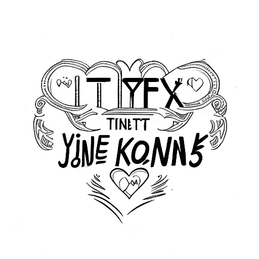 Text "Johnny+Khan" with heart tattoo design idea