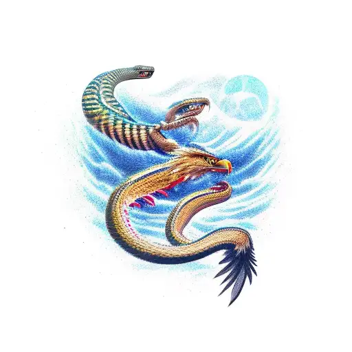 eagle wolf snake tattoo design idea