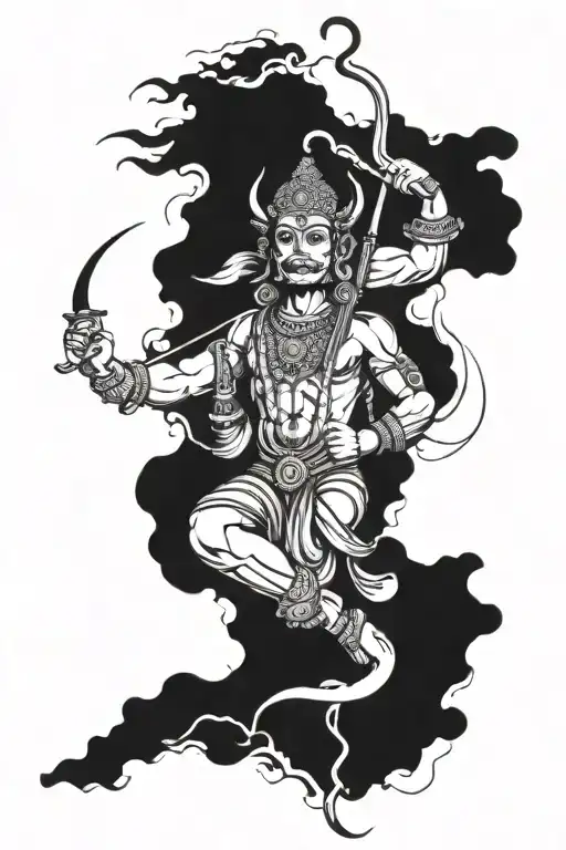 shiv and Hanuman Ji small tattoo design idea