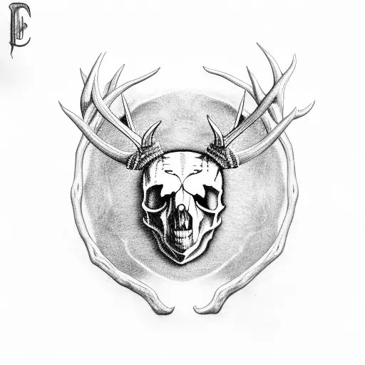 Bear skull with antlers. Norse and celtic inspiration, with ygrassil tattoo design idea