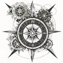 compass and clock face tattoo design idea