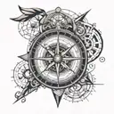 compass and clock face tattoo design idea