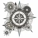 compass and clock face tattoo design idea