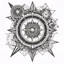 compass and clock face tattoo design idea