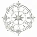 compass and clock face tattoo design idea
