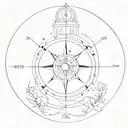 compass and clock face tattoo design idea