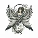 angel wings clouds tattoo design idea