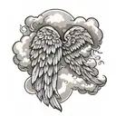 angel wings clouds tattoo design idea