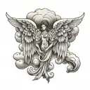 angel wings clouds tattoo design idea