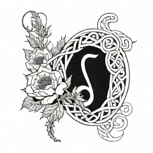 Celtic knotwork intertwined with Scottish thistle and English rose add name Max tattoo design idea