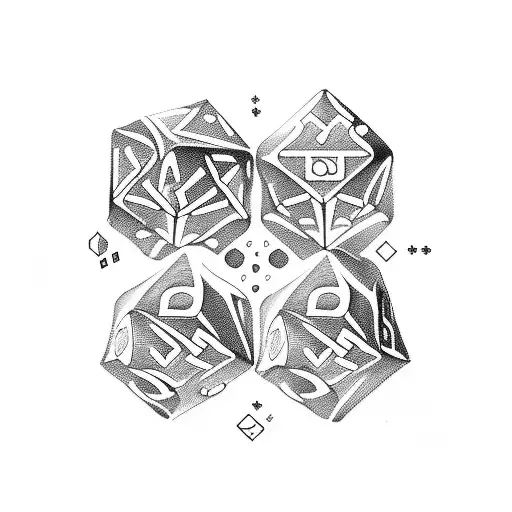 word hustle with dice & lucky cards tattoo design idea