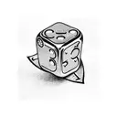 the word hustle incorporated with dice & lucky cards tattoo design idea