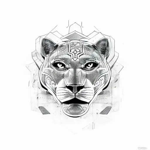 panther head large tattoo design idea