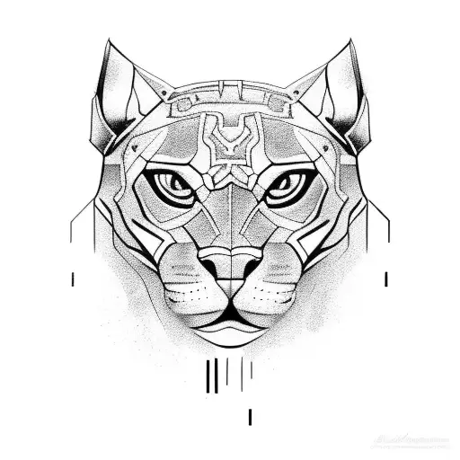 panther head large tattoo design idea