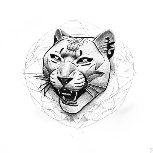 panther head large tattoo design idea