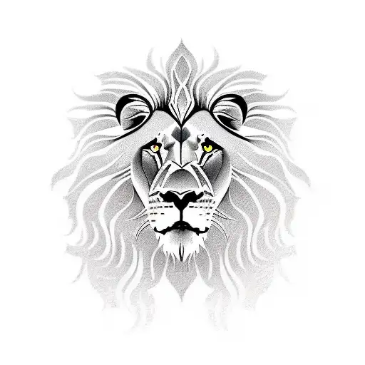 Lion fusion time clock tattoo design idea