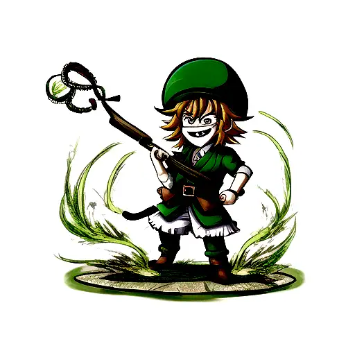 leprechaun mixed with a Japanese warrior tattoo design idea