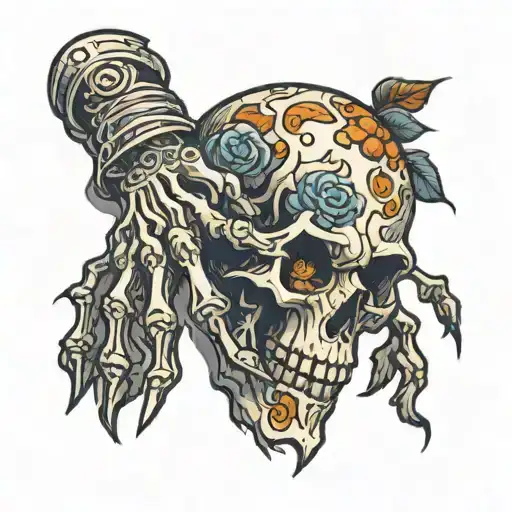 the skeleton's hand on the wrist tattoo design idea