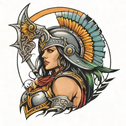 Female spartan warrior tattoo design idea