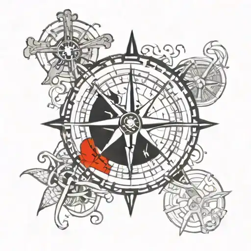 compass atlas philippine flag tattoo design idea