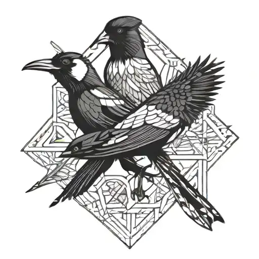 magpie tattoo design idea