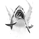 Jaws logo with golden doodle instead of the shark  tattoo design idea