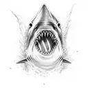 Jaws logo with golden doodle instead of the shark  tattoo design idea