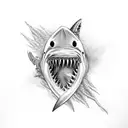 Jaws logo with golden doodle instead of the shark  tattoo design idea